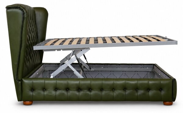 Letto Matrimoniale 160x190 cm Chesterfield Royal Wing Pelle Primo Fiore Premium