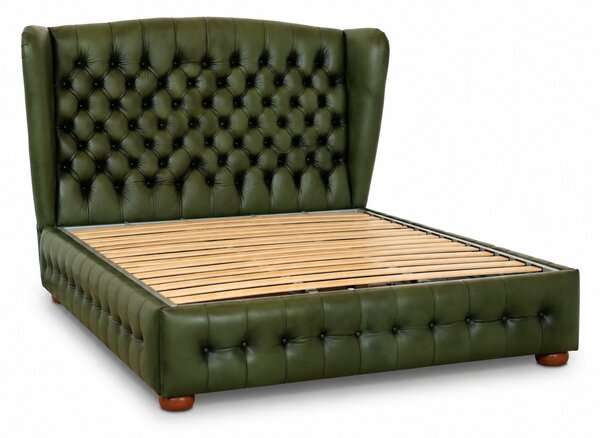 Letto Matrimoniale 160x190 cm Chesterfield Royal Wing Pelle Primo Fiore Premium