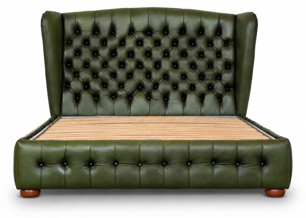 Letto Matrimoniale 160x190 cm Chesterfield Royal Wing Pelle Primo Fiore Premium