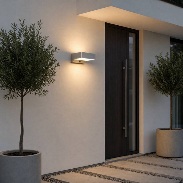 Applique da esterni LED Lindby Fando, antracite, con sensore, IP44 Fando, Alluminio / Grigio / Zincato, Alluminio