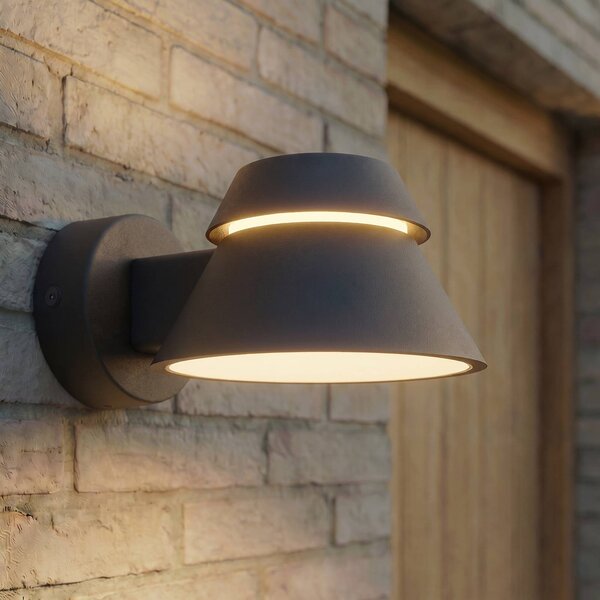 Applique da esterni a LED Moena Lucande, Nero, Alluminio, Moderno, Applique LED da esterni