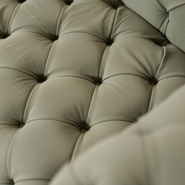 Divano Nemo Chesterfield 235 cm Pelle Premium Nabuk Petrolio - Design Iconico