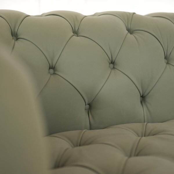 Divano Nemo Chesterfield 235 cm Pelle Premium Nabuk Petrolio - Design Iconico