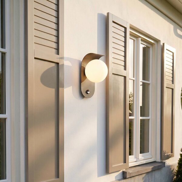 Lindby Applique da esterni LED, sensore, nero/bianco, alluminio Lacie, Nero, Alluminio, Moderno