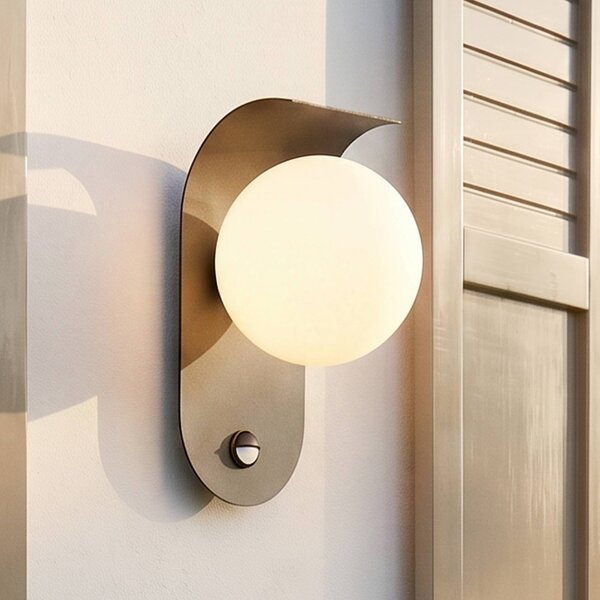 Lindby Applique da esterni LED, sensore, nero/bianco, alluminio Lacie, Nero, Alluminio, Moderno