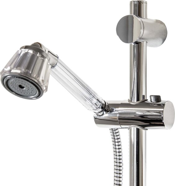 Set doccia tecuro Crystal-60 - con doccetta regolabile in continuo, flessibile doccia da 150 cm, barra a muro da 115 cm