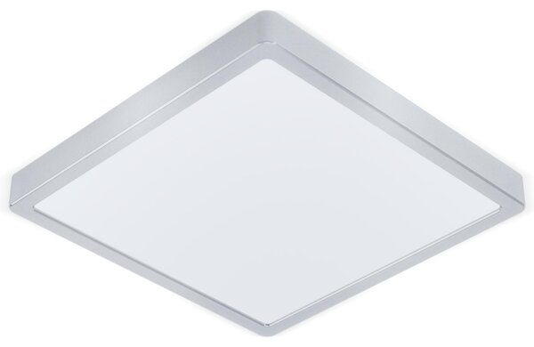 EGLO Plafoniera LED Molay, apparecchio a plafone a 1 luce in acciaio e plastica, plafone in argento, bianco, lampada a plafone LED bianco caldo, L x L 28,5 cm