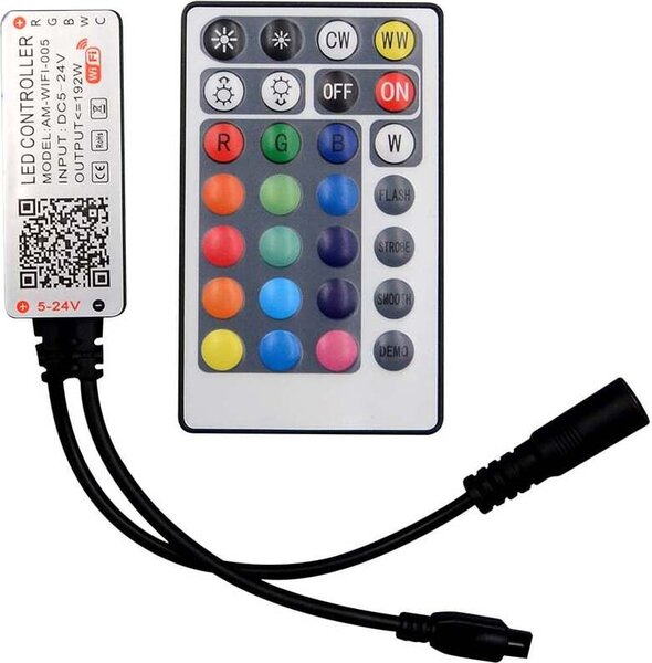 V-TAC VT-2429 Controller WiFi per strisce LED color change 3IN1+RGB 12V/24V con telecomando IR 28 tasti gestione remota da smartphone - SKU 2900