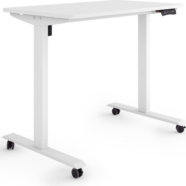 ESMART Germany ETX-121WW 100 x 60 cm Bianco Scrivania ergonomica in piedi/seduta su rotelle Regolabile elettricamente in altezza in modo continuo da 78,5 a 128,5 cm 3x memoria Promemoria attività Avvio/arresto graduale