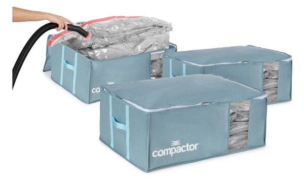 Set di organizer per vestiti sottovuoto in plastica 3 pz 65x45x27 cm Blue Edition - Compactor