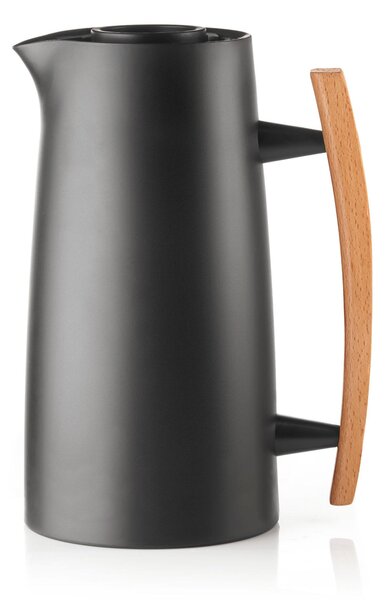 Caraffa Termica, Termos Riviera Thermos caldo Freddo Tavola Dimensioni 18,3x13x h25 cm 1 Litro Plastica con Manico in legno Nero