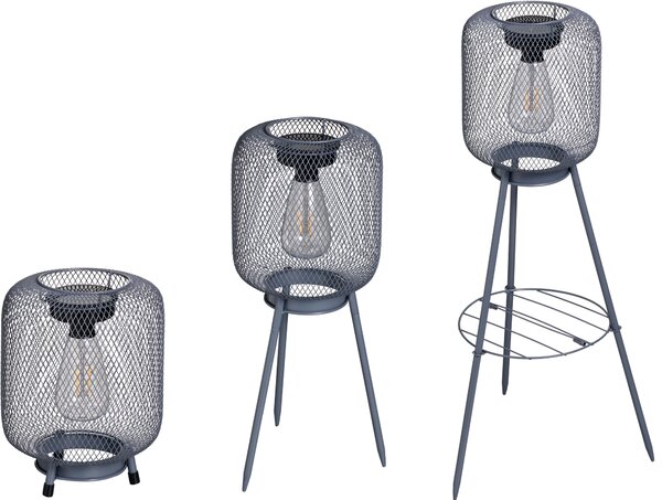 Lampada da terra a LED solare, lampada da tavolo con luce bianco caldo per esterni, altezza 66 cm, rete antracite