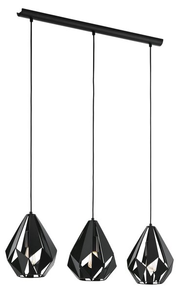 EGLO Lampada a sospensione Carlton, 3 luci, stile vintage, ideale per illuminare la tavola da pranzo