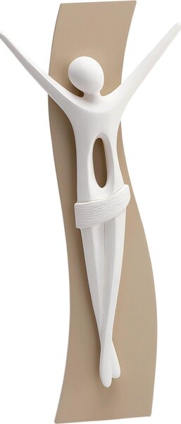 Crocefisso Cristo KENOBIS Medio in resina e legno 24x13 cm colore bianco