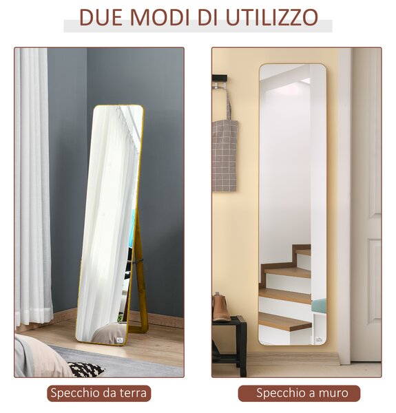 Specchio Da Terra Pieghevole Con Cornice In Legno E Acciaio - Stile Shabby Chic, 40x150cm - Foto 6