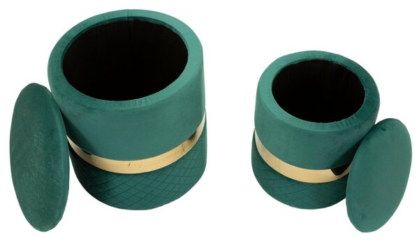 Pouf SET 2 pezzi dal caldo tono Crema uniscono design moderno e funzionalit� Dimensioni � 37X42-28X35 , colore Verde e ORO