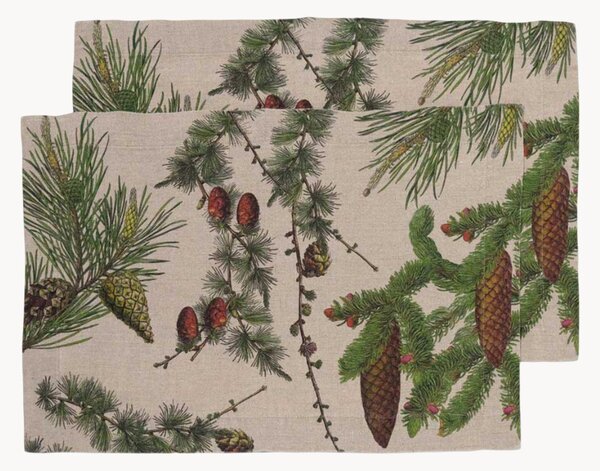 Set di 2 tovagliette in lino Shady Conifers