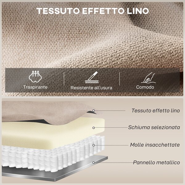 HOMCOM Poltrona Reclinabile Manuale con Braccioli Imbottiti e Poggiapiedi, Sedia in Tessuto Cuscino Spesso, Beige | Aosom Italy