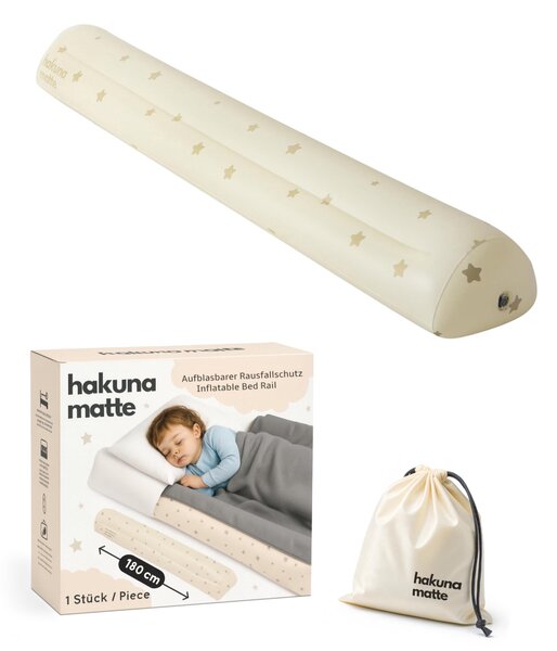 Barriera gonfiabile per letto - Da posizionare sotto il lenzuolo - 180 cm - Barriera di sicurezza per letto - Leggera e compatta - Adatta per letti matrimoniali, queen size e king size