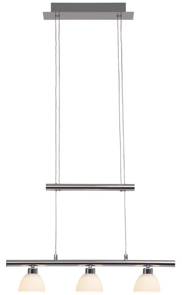 BRILLIANT Lampada a sospensione LED Tonja | lampada a sospensione senza tempo | 3 luci | vetro/metallo | cromo/bianco | dimmerabile | regolabile in altezza