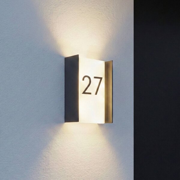 Lindby Applique da esterni LED Selqa, numero civico, antracite, IP65 Selqa, Nero, Metallo, Moderno, Applique da esterni