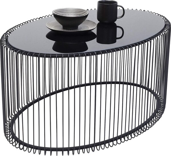Tavolino Kare Design Wire Uno, nero, per soggiorno, tavolino ausiliario, acciaio