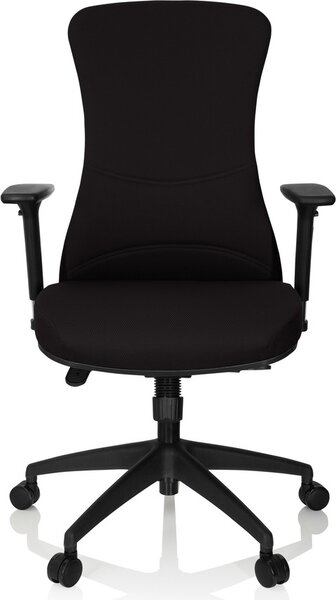 Hjh OFFICE Sedia da ufficio professionale OFFICE XT PRO Sedia da scrivania ergonomica con braccioli (regolabili in altezza) in tessuto nero Sedia girevole per ufficio e casa