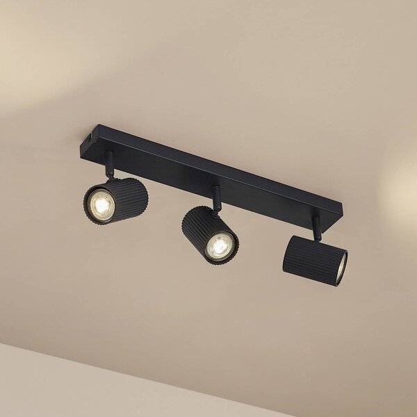 Faretto da soffitto Lindby Kardis, grigio scuro, a 3 luci, metallo, GU10 Kardis Lindby, dimmerabile, Alluminio / Grigio / Zincato, Corridoio, Alluminio, Moderno, Faretto