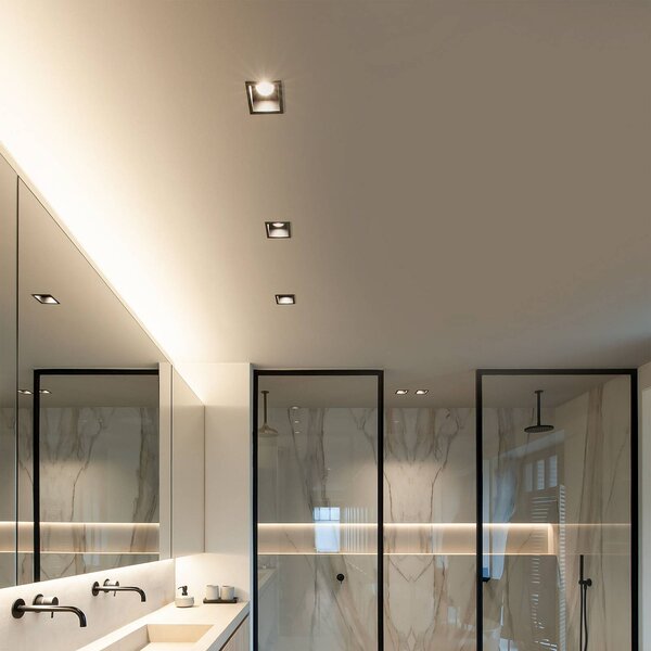 Wever & Ducré Lighting Faretto da incasso Plano 2.0, dimmerabile, Nero, Soggiorno / Sala da pranzo, Alluminio, Moderno, Plafoniera