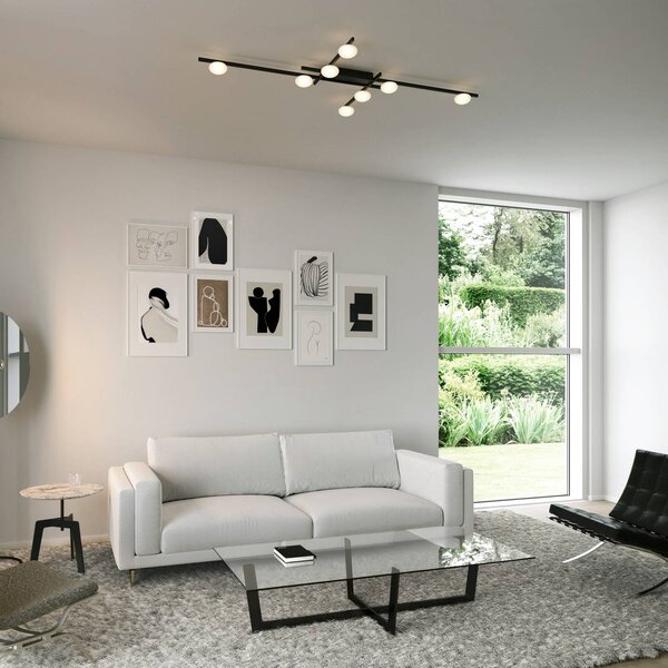 Wever & Ducré Lighting Plafoniera soffitto Perlez Grid 1.0, dimmerabile, Nero, Soggiorno / Sala da pranzo, Alluminio, Moderno, Plafoniera