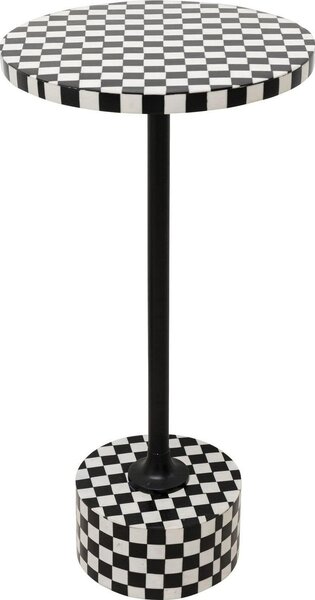 Tavolino laterale Domero Chess di Kare Design, bianco/nero, diametro 25 cm, ideale per il soggiorno