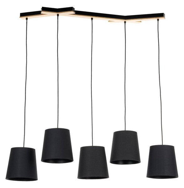 Lucande Thamila, lampada a sospensione, nero, rovere