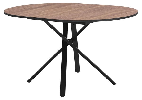 ML-Design Tavolo da pranzo allungabile rotondo 100-140 cm, effetto legno marrone, tavolo da pranzo per 4-6 persone, tavolo da cucina con base a X in acciaio, tavolo moderno