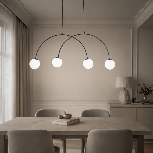 Lampada a sospensione in vetro Nova Domiluce, dimmerabile, Nero, Soggiorno / Sala da pranzo, Metallo, Moderno, Lampada a sospensione