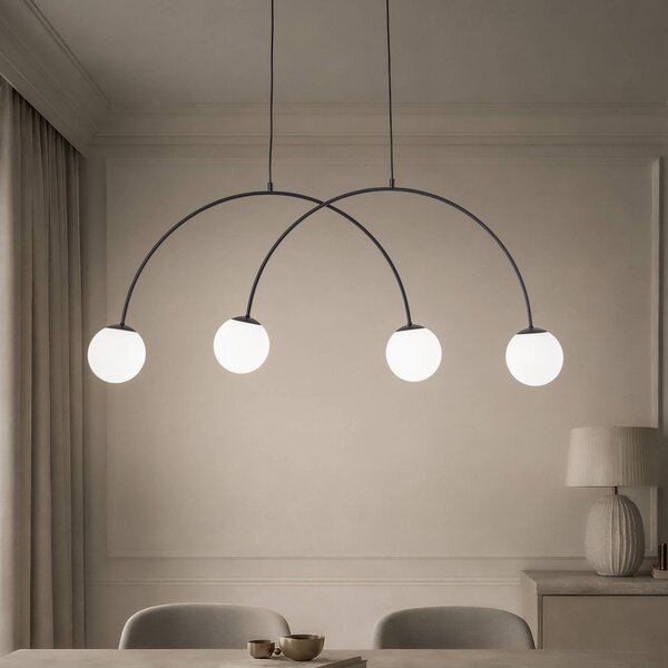 Lampada a sospensione in vetro Nova Domiluce, dimmerabile, Nero, Soggiorno / Sala da pranzo, Metallo, Moderno, Lampada a sospensione