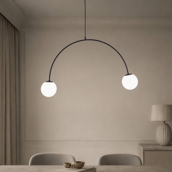 Lampada a sospensione in vetro Nova Domiluce, dimmerabile, Nero, Soggiorno / Sala da pranzo, Metallo, Moderno, Lampada a sospensione