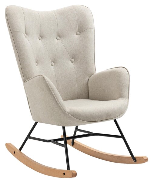 Meubles Cosy – Poltrona a dondolo in stile scandinavo con braccioli imbottiti e trapuntati color beige – EPPING