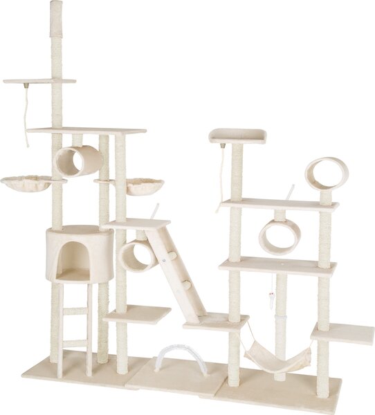 Il tiragraffi tectake® Snooky da 234 a 261 cm include 2 scale, 2 corde di gioco, arco tiragraffi, tenditore da soffitto e antiribaltamento