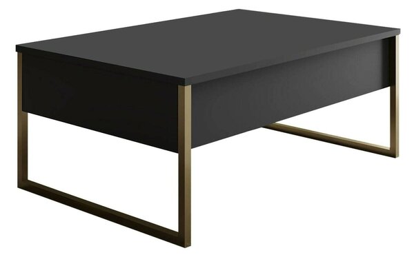 Tavolino soggiorno rettangolare antracite e oro 90x60x40h cm - Lavinia