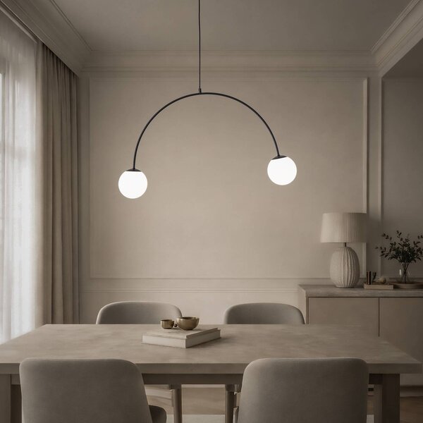 Lampada a sospensione in vetro Nova Domiluce, dimmerabile, Nero, Soggiorno / Sala da pranzo, Metallo, Moderno, Lampada a sospensione
