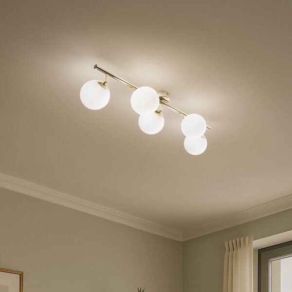 Plafoniera soffitto Drum Domiluce, dimmerabile, Ottone / Oro, Soggiorno / Sala da pranzo, Metallo, Plafoniera