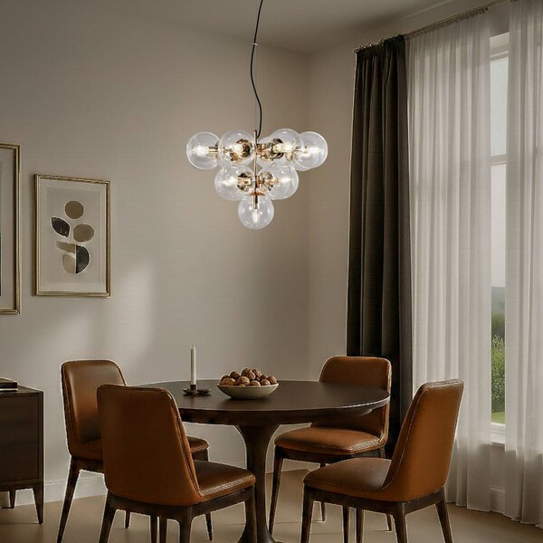 Lampada a sospensione in vetro Zumba Domiluce, dimmerabile, Ottone / Oro, Soggiorno / Sala da pranzo, Metallo, Moderno, Lampada a sospensione