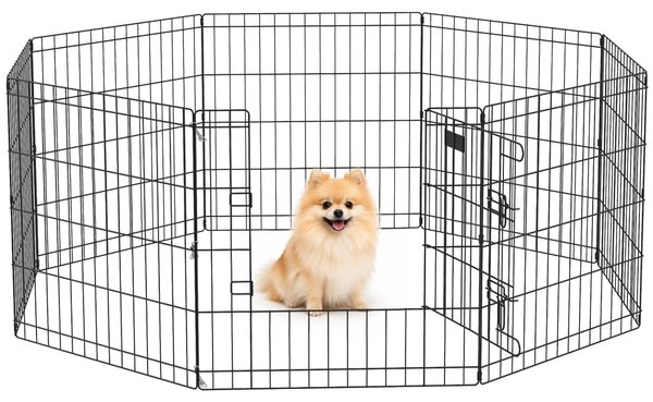 PawHut, recinto per cuccioli, 8 elementi, area di gioco per cuccioli, 8 pannelli a griglia, porta alta 61 cm