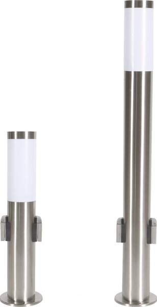 Lampada da sentiero in acciaio inox 2 prese altezza 80cm lampada da esterno