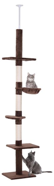 PawHut Tiragraffi a tutta altezza regolabile in altezza con colonne in sisal, tiragraffi per gatti, marrone