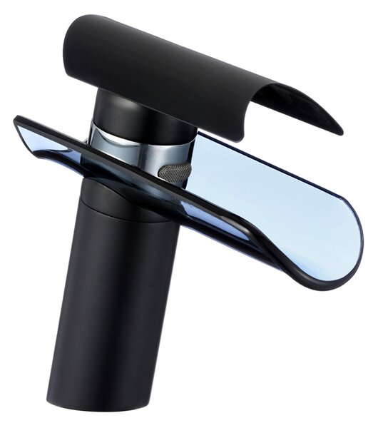 Miscelatore per lavabo da bagno, nero, marca Glas Wasserfall. Miscelatore per lavabo da bagno, finitura nera