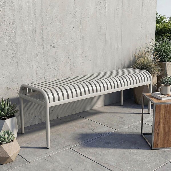 Panchina da giardino BAISO di volio - Panchina in metallo per terrazza e giardino, 130 cm, resistente alle intemperie, beige
