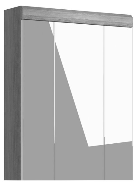 Mobiletto specchio da bagno Scout a 3 ante, bianco lucido, color fumo