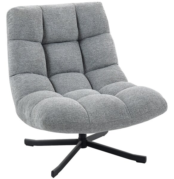 HOMCOM Poltrona da salotto senza braccioli, girevole, in tessuto di ciniglia impermeabile, seduta ampia, 75 x 95 x 90 cm, Grigio | Aosom Italy