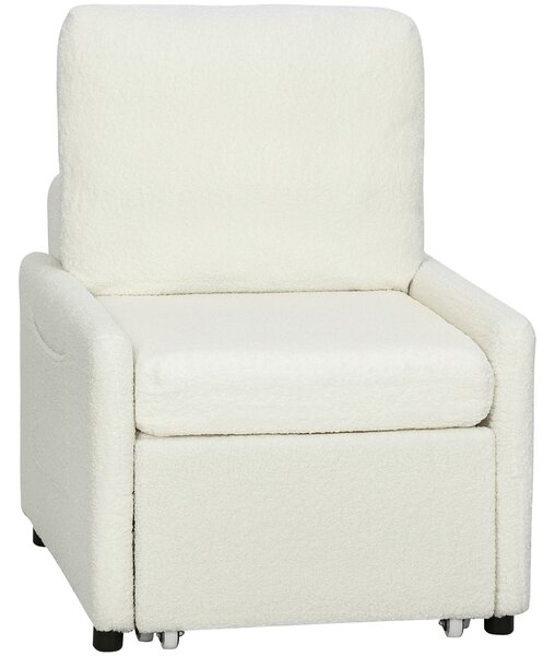 HOMCOM Poltrona letto rivestita in tessuto Teddy, 72 x 85,5 x 91 cm, Crema | Aosom Italy